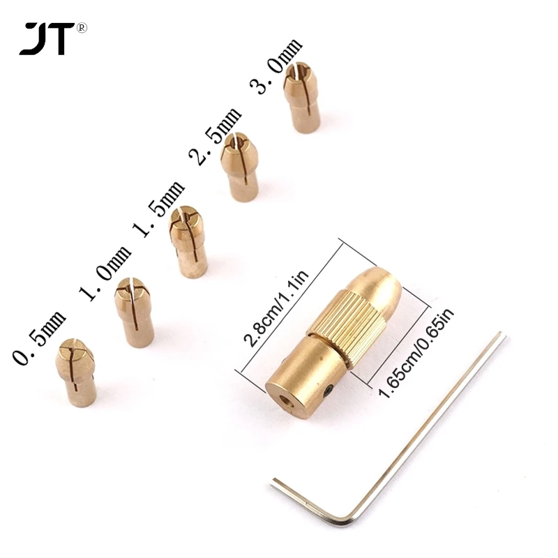 7Pcs/12pcs Brass Collet Mini Drill Chucks For Electric Motor Shaft Drill Bit Tool Chuck Adapter Quick Release Keyless Bit Adapt