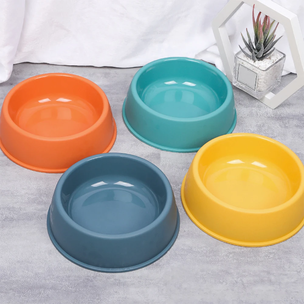 High Quality Solid Color Pet Bowls Candy-Colored Lightweight Plastic Single Bowl Small Dog Cat Pet Bowl Pet Feeding Water Tools