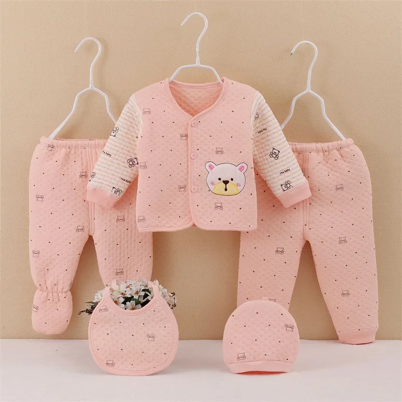 

0-3M Newborn Clothes Suits 100% Cotton For Baby Girls Boys Clothing Sets Toddler Set Kids 5pcs Outfits Baby Boy Girl Tops Pants