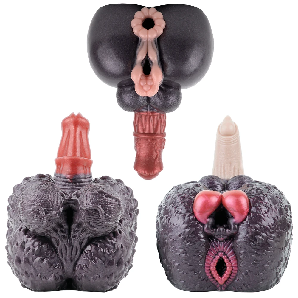 GEEBA réaliste Animal cheval/chien/sirène cul avec gode Silicone mâle masturbateur réaliste vagin Onahole poche chatte jouets sexuels