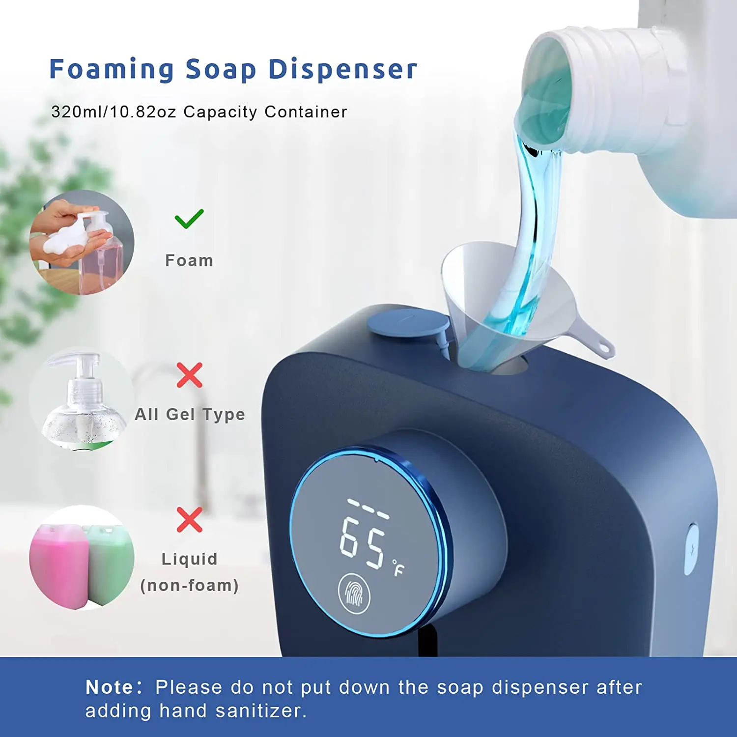 Wall Mounted Soap Dispenser Electric Foaming LED Temperature Display Non-Contact Infrared Sensor Soap Dispenser Liquid Dispenser