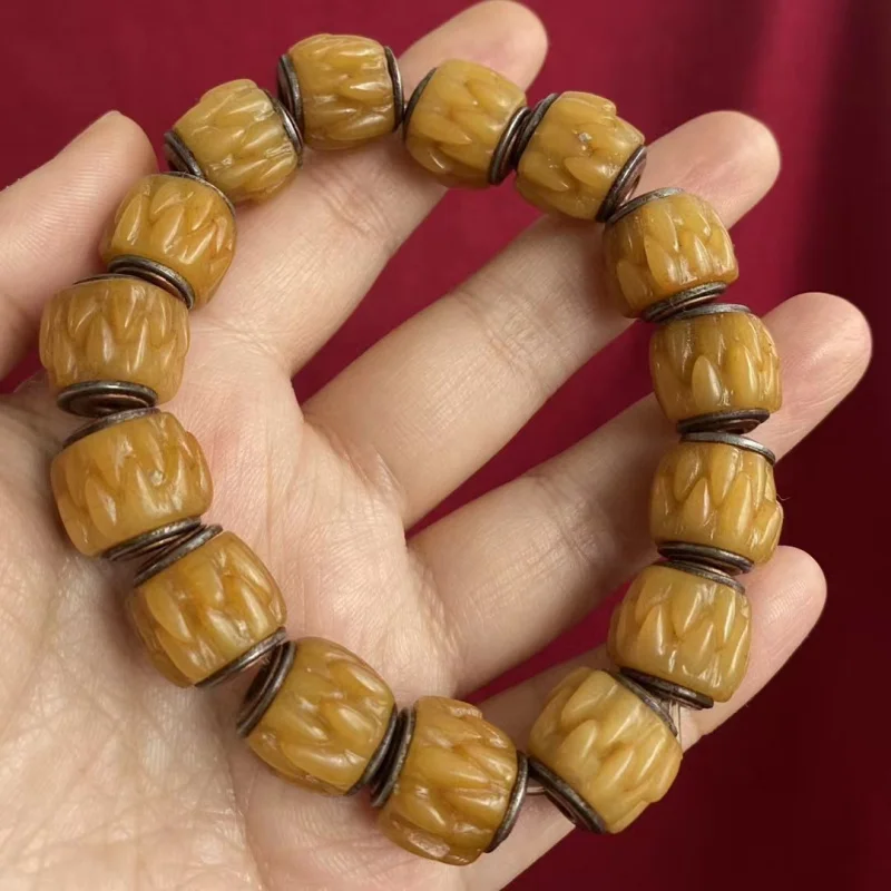 Tibetan Ethnic Style Carved Swallow Inlaid Ox Bone BeadsDIYJewelry Accessories Bracelet