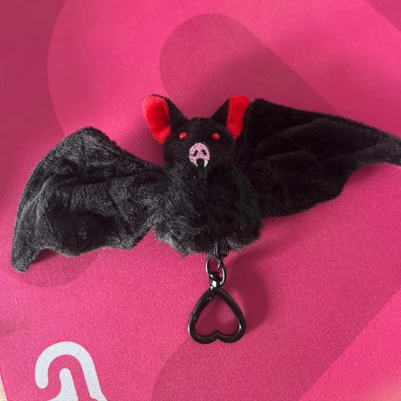 Black Plush Doll Embroidery Bat Keychain Wings Keychain Pendant Gift