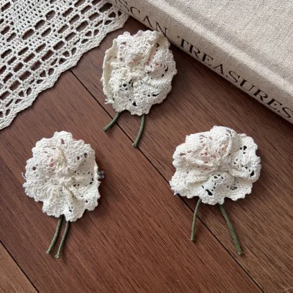 Forest Sweet Pink Tulip Fabric Brooch Pin Hair Accessory for DIY Shoes Socks Hat Garment Trim Soft Handmade