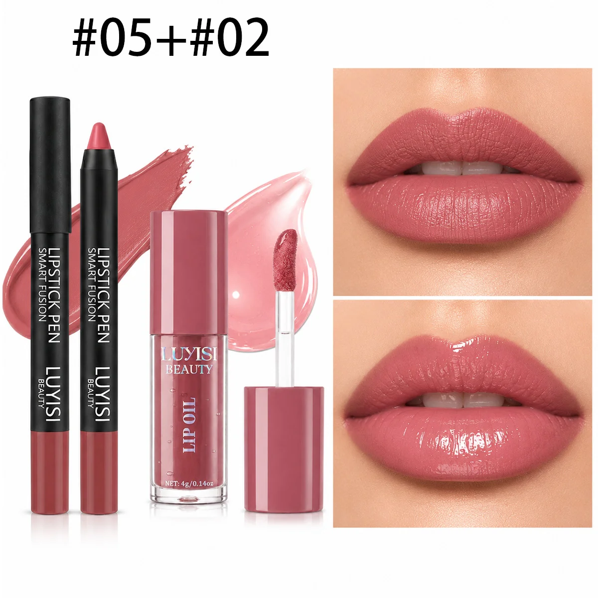 2pcs/Set Lip Makeup:1PC Matte Lip Lipstick+1pc Moisturizing Lip Oil,Texture&Soft Lip Kit,Moisture And Waterproof.Glossy Finish.