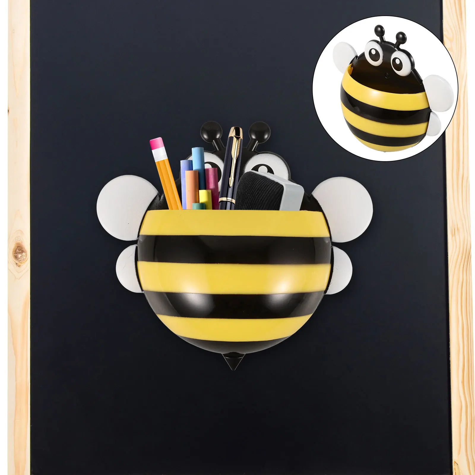

Magnetic Cartoon Bee Pen Holder Whiteboard Chalk Marker Storage Box Office Organizer Plastic Stationery Holder