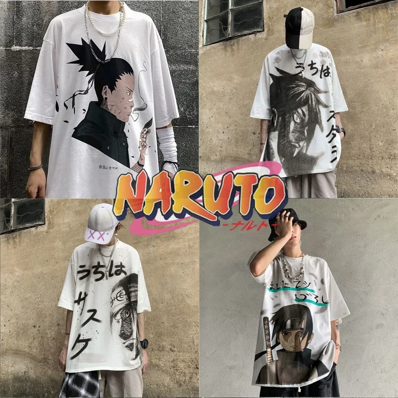 anime NARUTO T-shirt Shikamaru Itachi Sasuke students cartoon short-sleeved man womencasual t-shirt Couple\'s Tops Y2k T-shirt