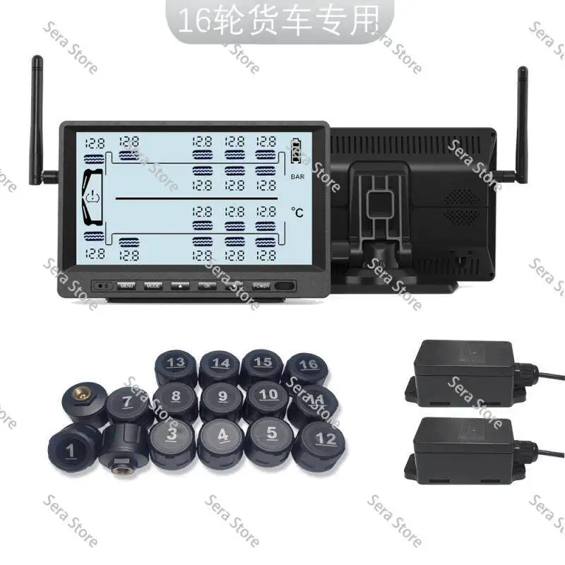 Solar External TPMS Tire Pressure Monitoring System for 6/8/10/12/14 Wheel Truck Trailer RV Fire Truck