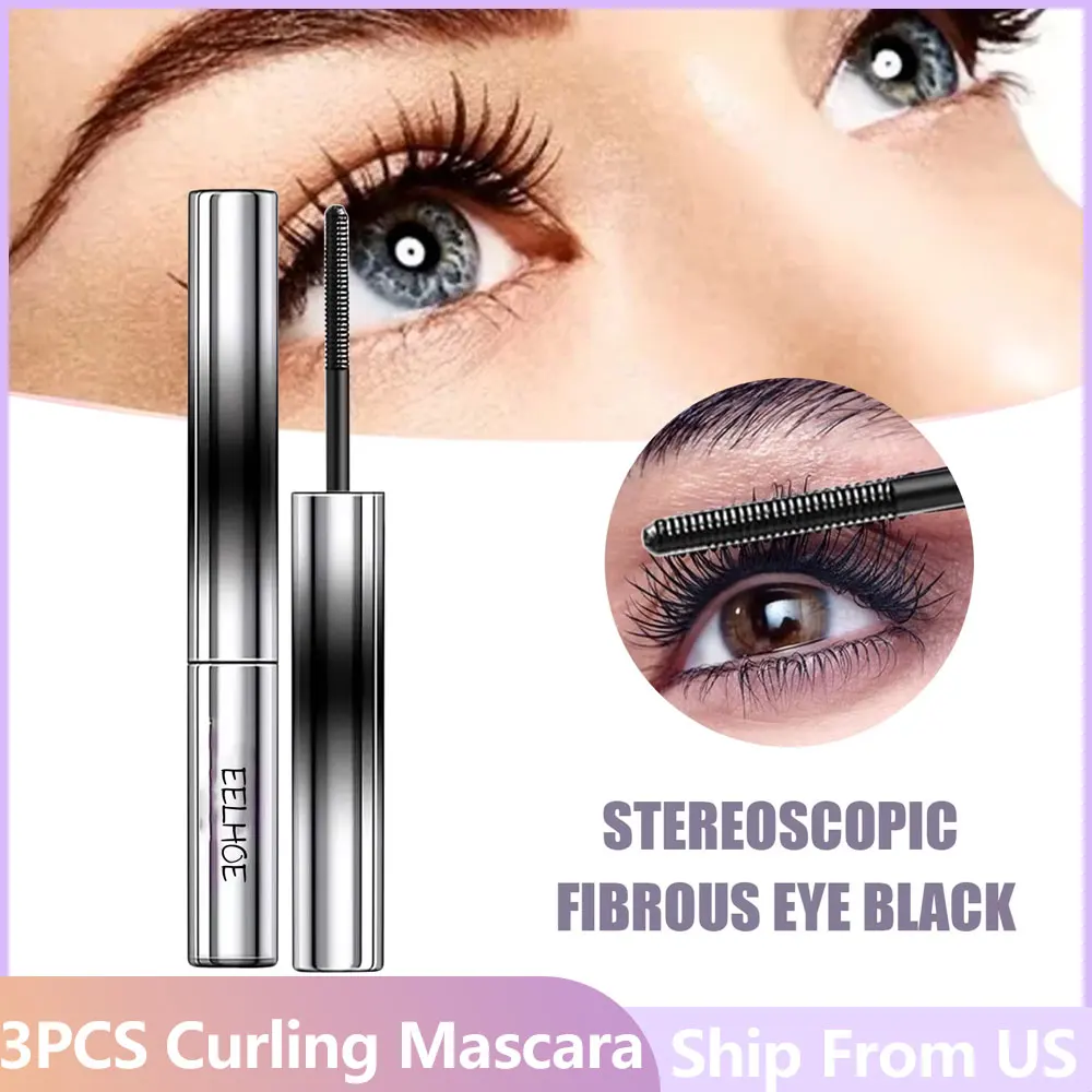 3pcs Washable Mascara Volumizing, Lengthening, Defining, Curling, Multiplying, Buildable Formula, Very Black Waterproof Mascara