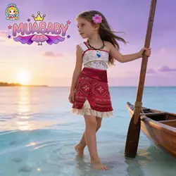 Girls Moana 2 Dress Party Adventure Costume Princess Fancy Outfit for Kids Toddler Children Vaiana Cosplay Clothes 2-8Y