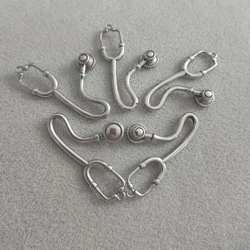 10pc DIY Casting 3D Stethoscope Shape Stainless Steel Pendant Big Charms Jewelry Men Women Making Doctor's Souvenir Gift