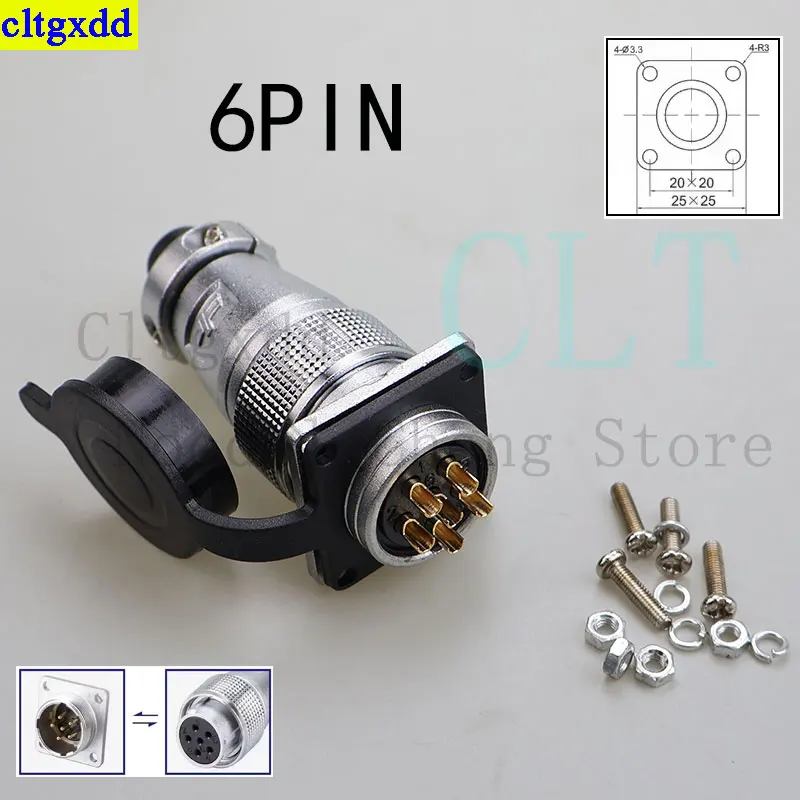 Cltgxdd 1piece P24 aviation plug socket PLS24 6-pin 10 pin 12 pin 19P male and female docking square flange industrial connector
