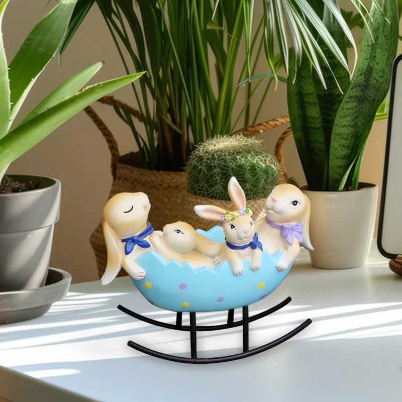 

Easter egg cradle rabbit resin ornament cartoon rabbit statue creative home outdoor courtyard lawn porch Easter decoration Gifts