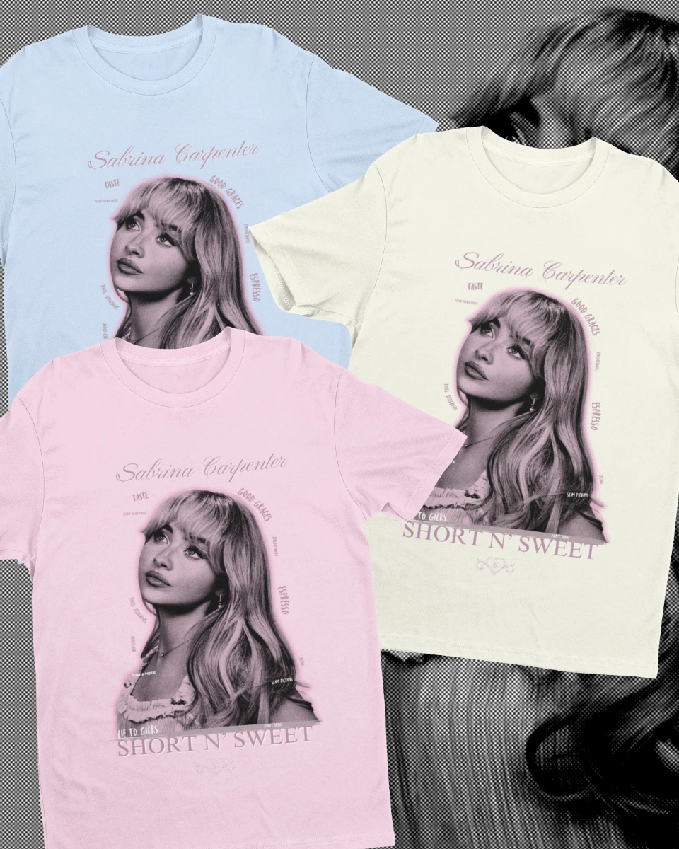 سابرينا كاربنتر جولة حول العالم تي شيرت الشارع الأمريكي الهيب هوب الرجال النساء المتضخم Y2k قصيرة الأكمام الذكور الإناث الملابس تي شيرت #2