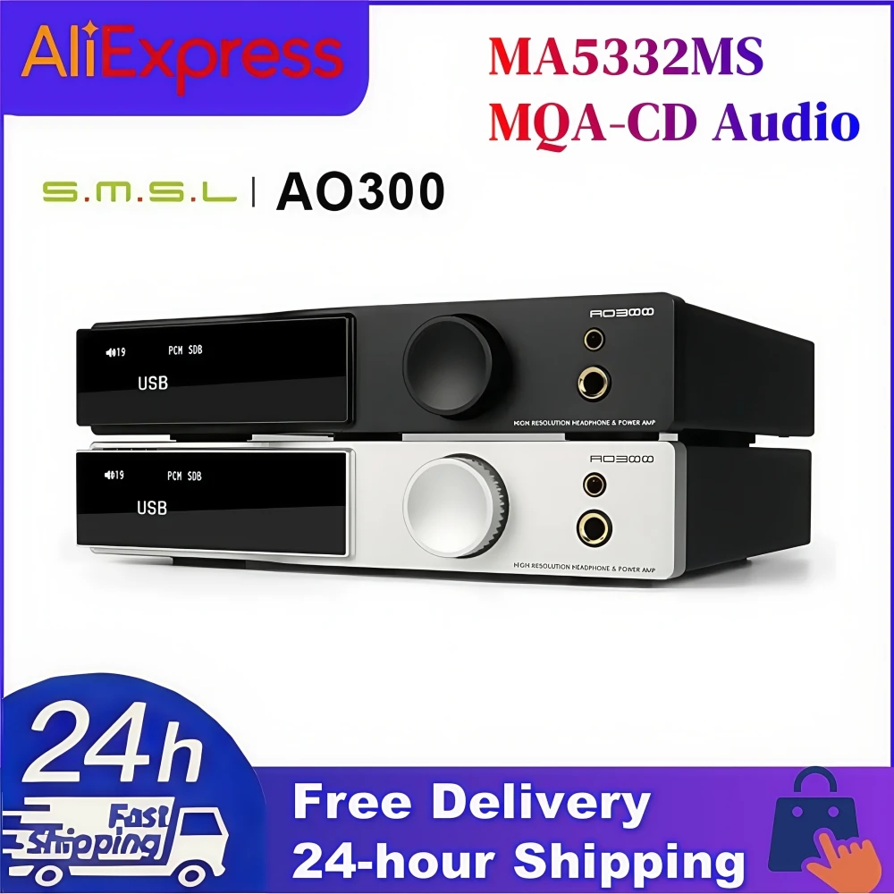 SMSL AO300 Headphone AMP & Power Amplifier & Decoder MA5332MS MQA-CD Audio DAC CS43131 Headphone Amplifier XMOS XU-316 2.1 HIFI