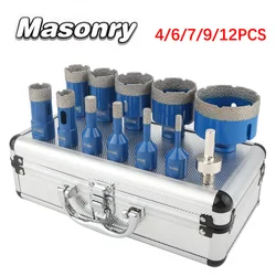 4/6/7/9/12Pcs Brazed Dry Drill Bits Kit M14 Thread Diamond Drill Bit Hole Saw Set Ceramic Tile Granite Marble Hole Opener Tools