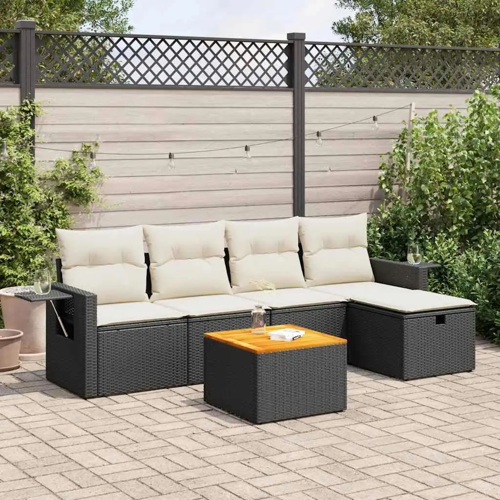 

Garden Sofa Set Outdoor Black and Cream White Comfortable Seating for Patio Balcony and Garden Furniture
