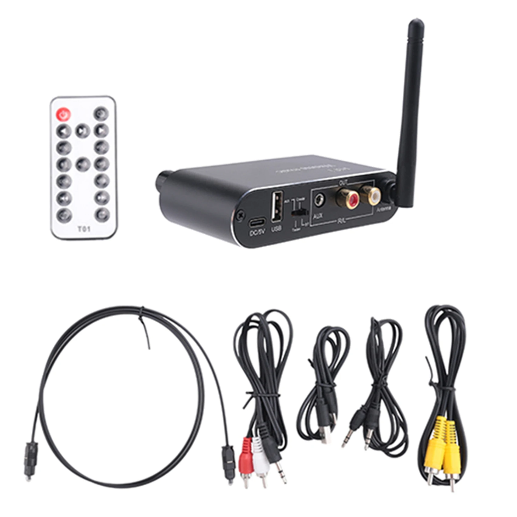 ABGI Bluetooth 5.1 Receiver DAC Digital-to-Analog Converter Optical Coaxial to AUX 3.5mm Audio Output with Volume Control