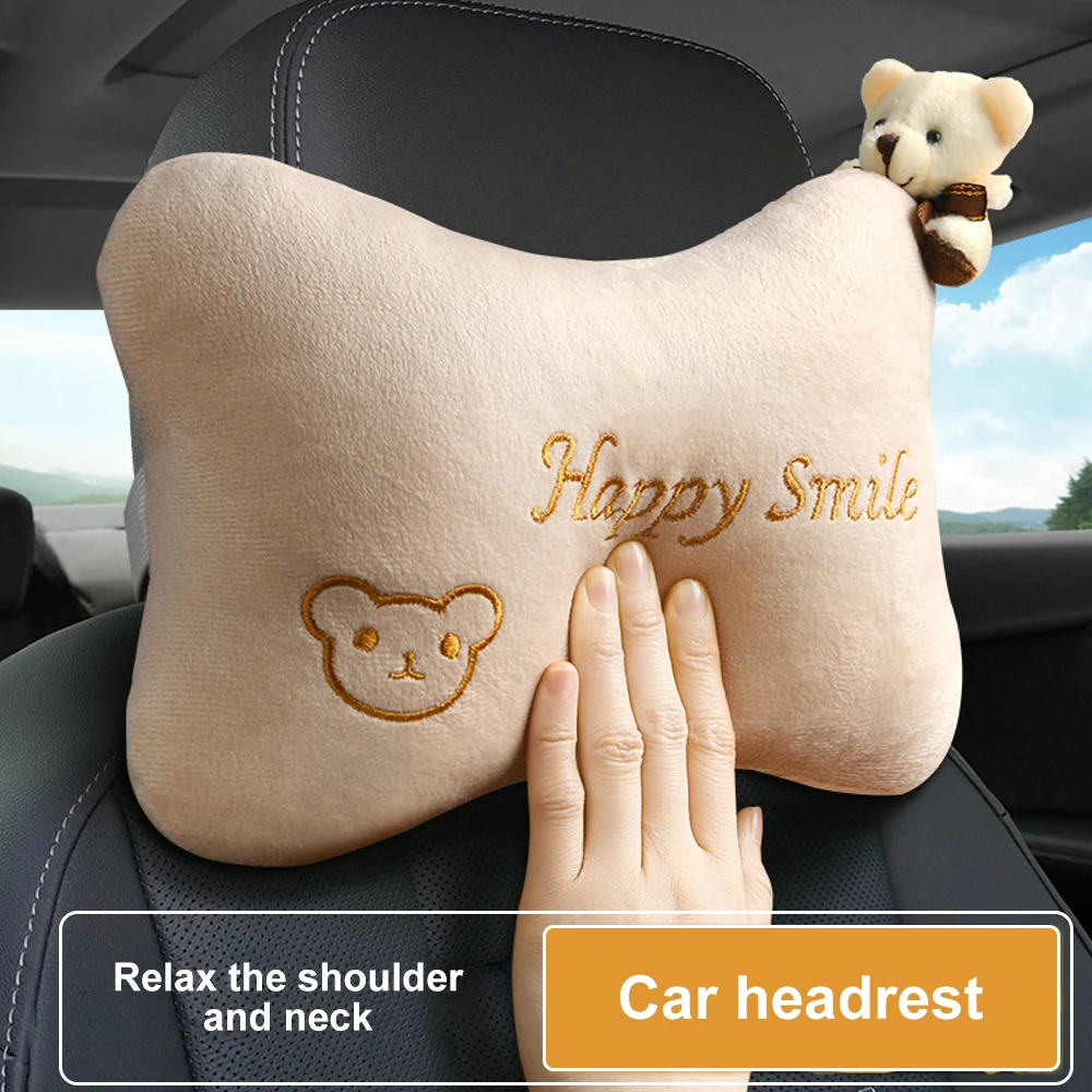 Cartoon Sanrio Car Headrest Car Pillow Seat Backrest Pillow Car Neck Pillow Ice Silk Decorative Car Accessories Interior