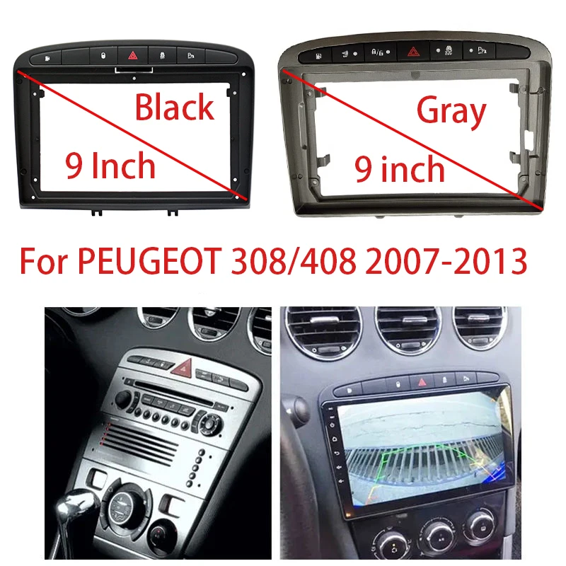 

9 inch Car Radio Fascia Frame For Peugeot 308 408 2007-2020 Audio Install Dash Frame Mount Kit Panel Frame Cable and Canbus