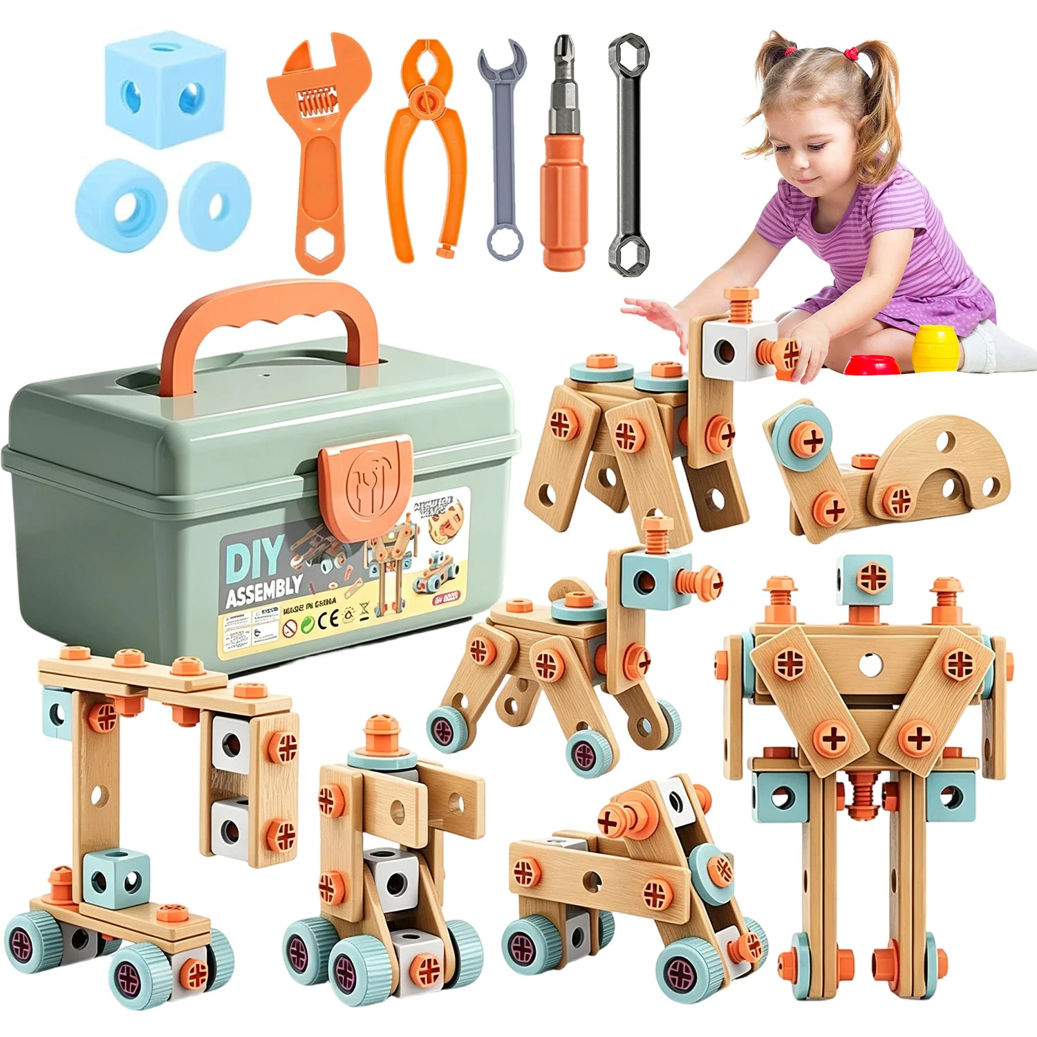 Jeu de construction de blocs à visser 144 pièces, ensemble de puzzle de construction DIY pour enfants, jouet éducatif STEM créatif pour garçons et filles, jeu interactif d'intérieur