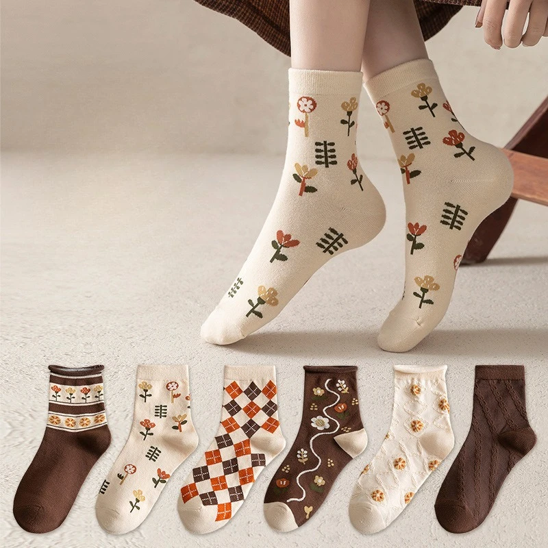 6-pares-meias-femininas-de-cano-medio-feminino-estampa-floral-outono-inverno-primavera-meias-de-algodao-outono-meias-quentes-femininas-de-alta-qualidade-2025