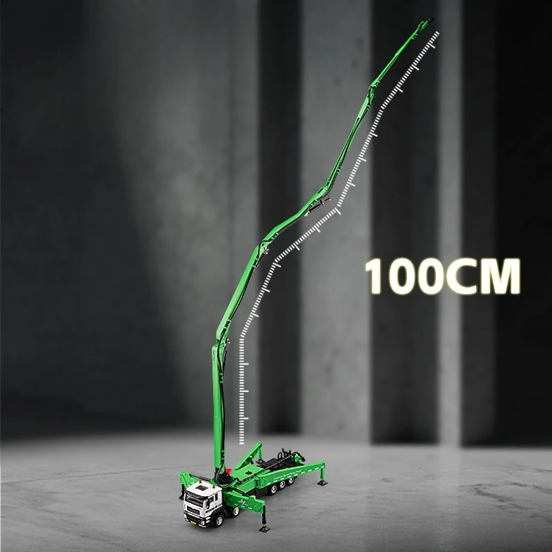 Diecast Alloy 1/50 Scale Cement Pump Truck Model Pull Back Sound Light Toy Construction Vehicle Cement Pouring Truck Vehicle