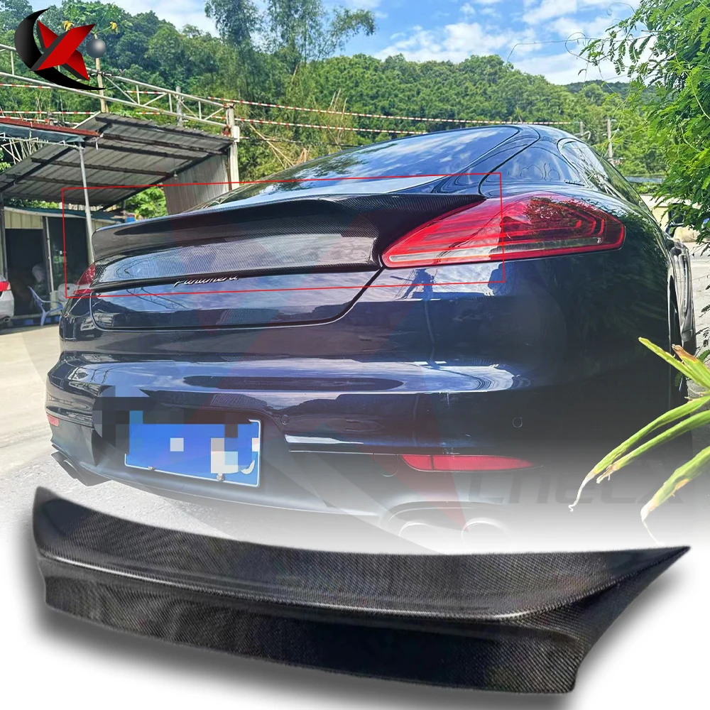 Cocok untuk Porsche Panamera 970.2 2014 2015 2016 penutup dekoratif tutup bagasi Bergaya V Spoiler bibir serat karbon berkualitas tinggi