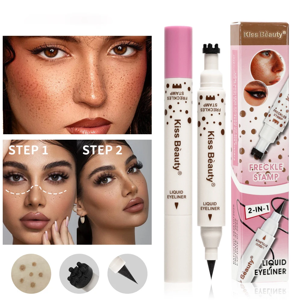 液体エアクッションそばかすスタンプペン 6 点ヘッドそばかすナチュラルシミュレーションフェイクドットアイライナーペン防水持続メイク