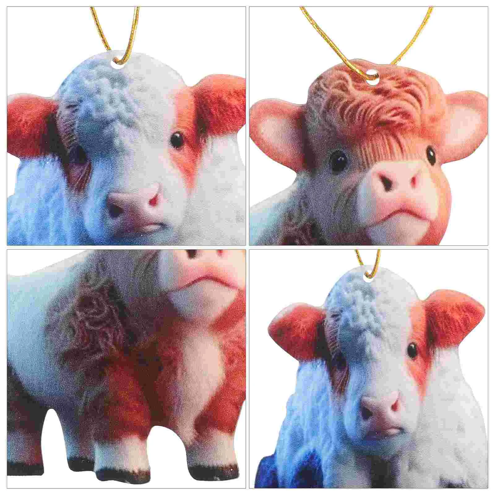 2 Pcs Highland Cow Creative Pendant Yak Plateau Decoration Acrylic (1+2) 2pcs Tree Hanging Ornament Christmas Decorative