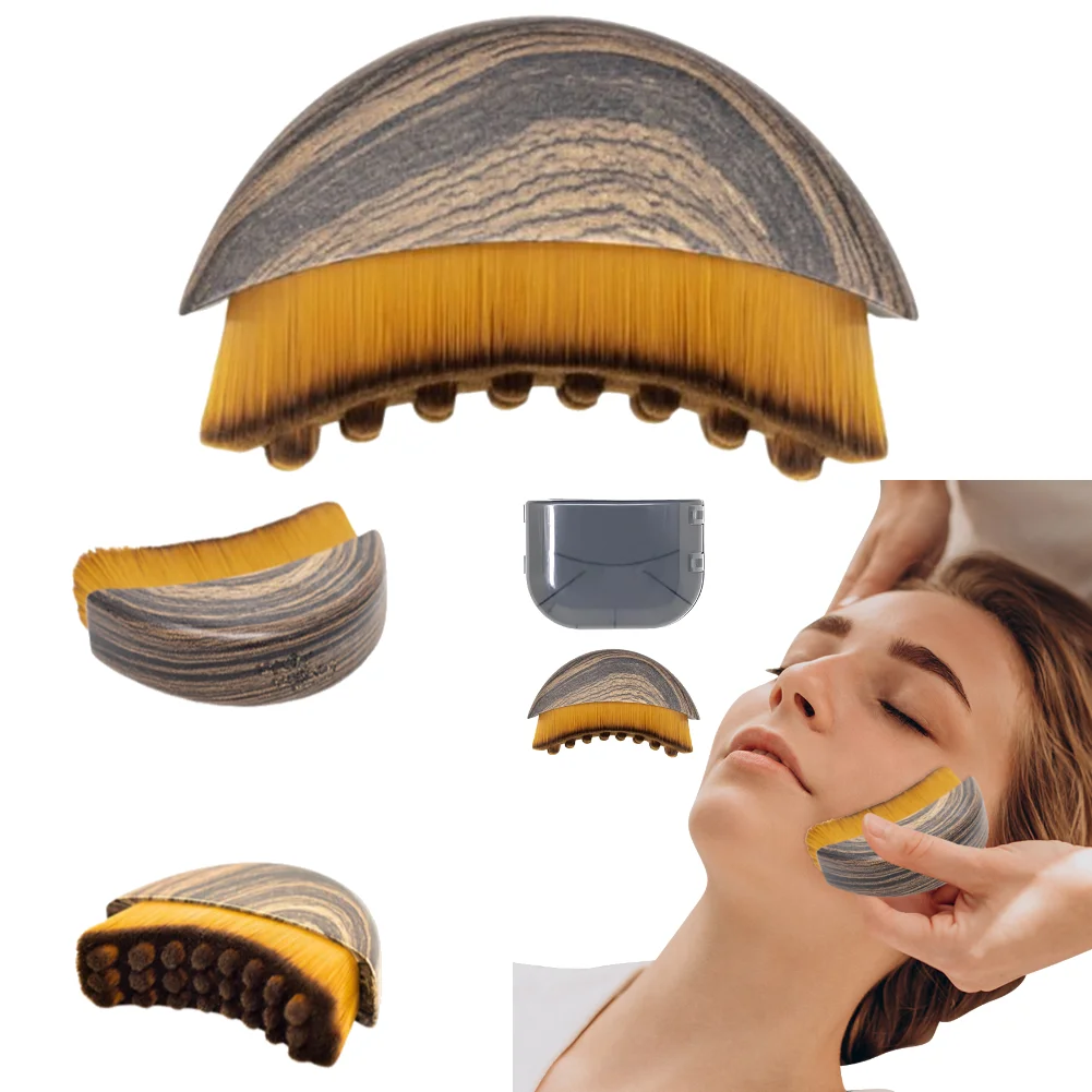 

Dry Brushing Face Brush Ergonomic Facial Lymphatic Massage Brush Soft Bristles Contoured Face Sculpting Tool for Home & Spa Use