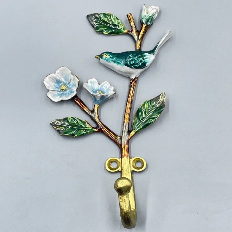 European Retro Colored Flower And Bird Shaped Wall Metal Hooks, Creative Clothes And Hats Key Hanging Wall Hooks