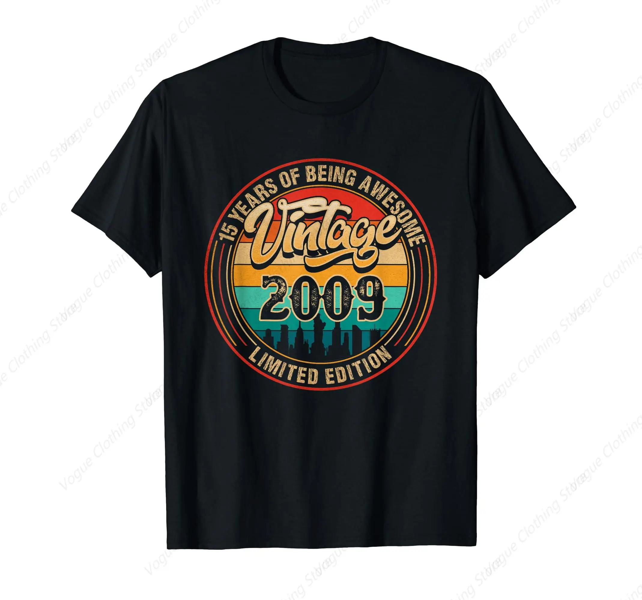 

Vintage 2009 Limited Edition Retro 15 Years Of Being Awesome T-Shirt Prevailing Tops Cotton Short Sleeves Daily Leisure Soft Tee