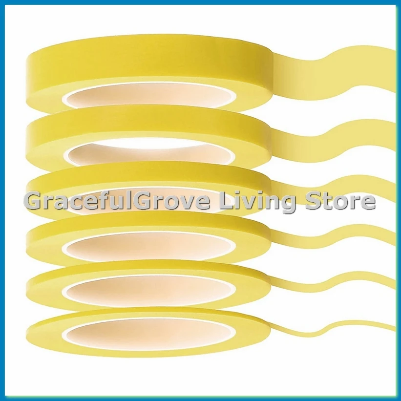 

6 рулонов тонкой ленты-маскировки (1/16, 7/10, 1/8, 1/4, 1/2, 3/4 дюйма x 55 ярдов), тонкая малярная лента, автомобильная маскировочная лента - A10G