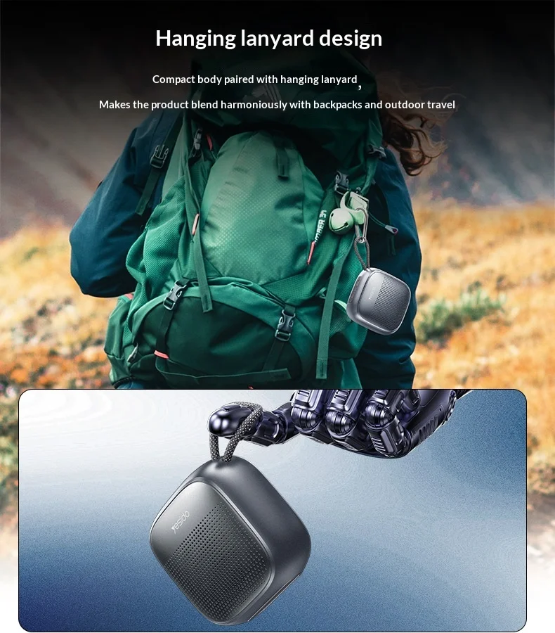 Yesido سماعة لاسلكية تعمل بالبلوتوث المتكلم مضخم صوت صغير ثلاثية الأبعاد صوت ستيريو في الهواء الطلق الغبار مكبر صوت بخاصية البلوتوث محمول #6