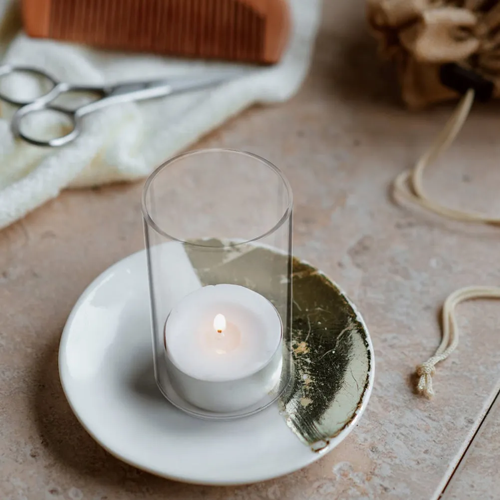 2 Pcs Holder Sleeve Holders for Taper Candles Tapered Tube Covers Sleeves Bottomless Glass Shade