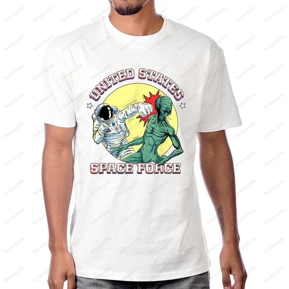 United States Space Force Funny Space Lover UFO Alien T-Shirt Casual Fashion Loose Streetwear Man Tshirt Hip Hop Loose Y2k Tees