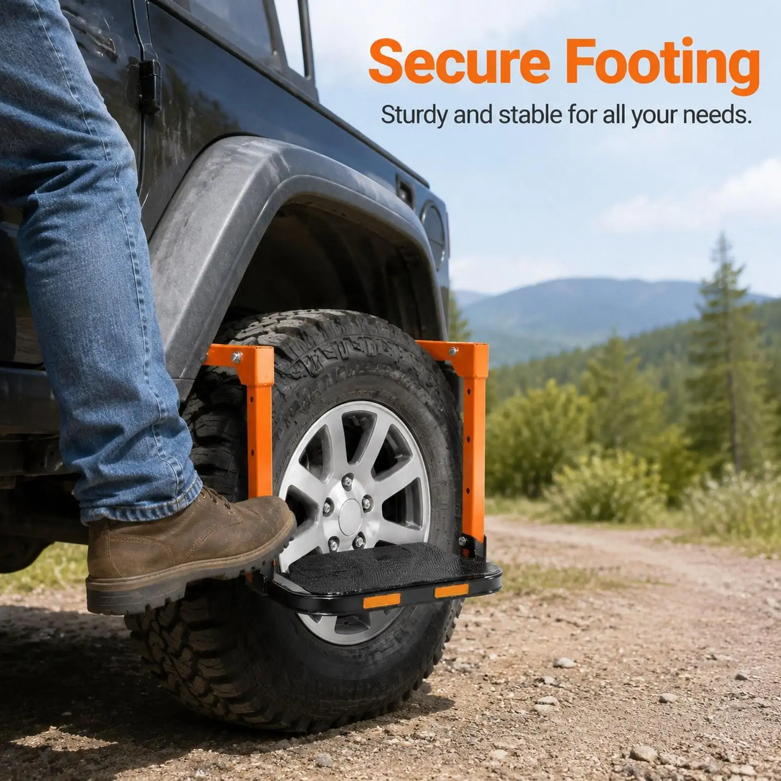 

Adjustable Truck Wheel Step Anti Slip Surface Pedal for Easy Car Roof Loading and Engine Maintenance