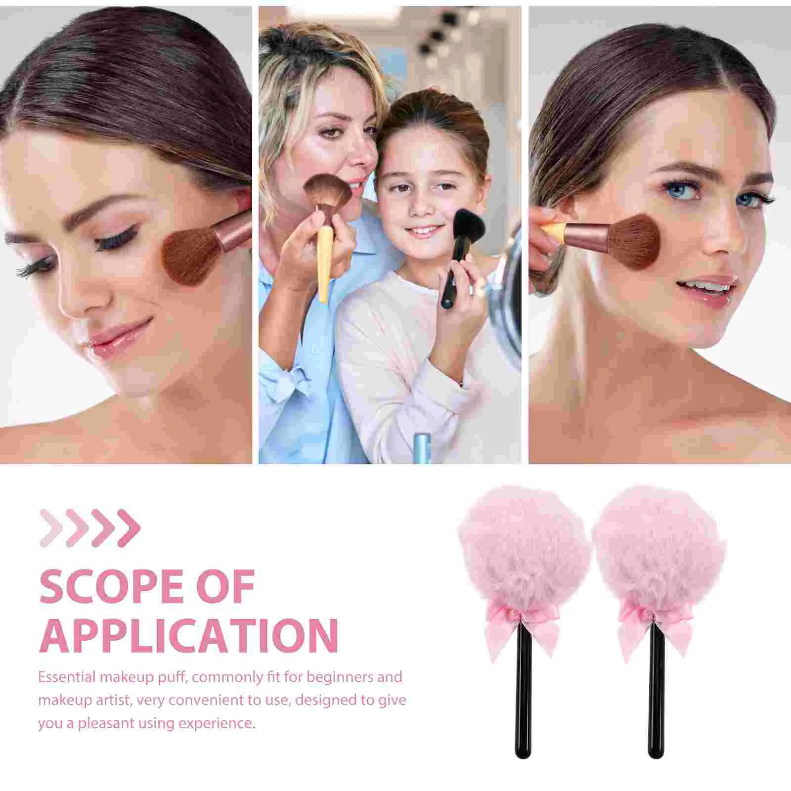 2 Pcs Powder Puff Women Makeup Triangle Lollipop Long Hair Face Loose Woman Highlighter