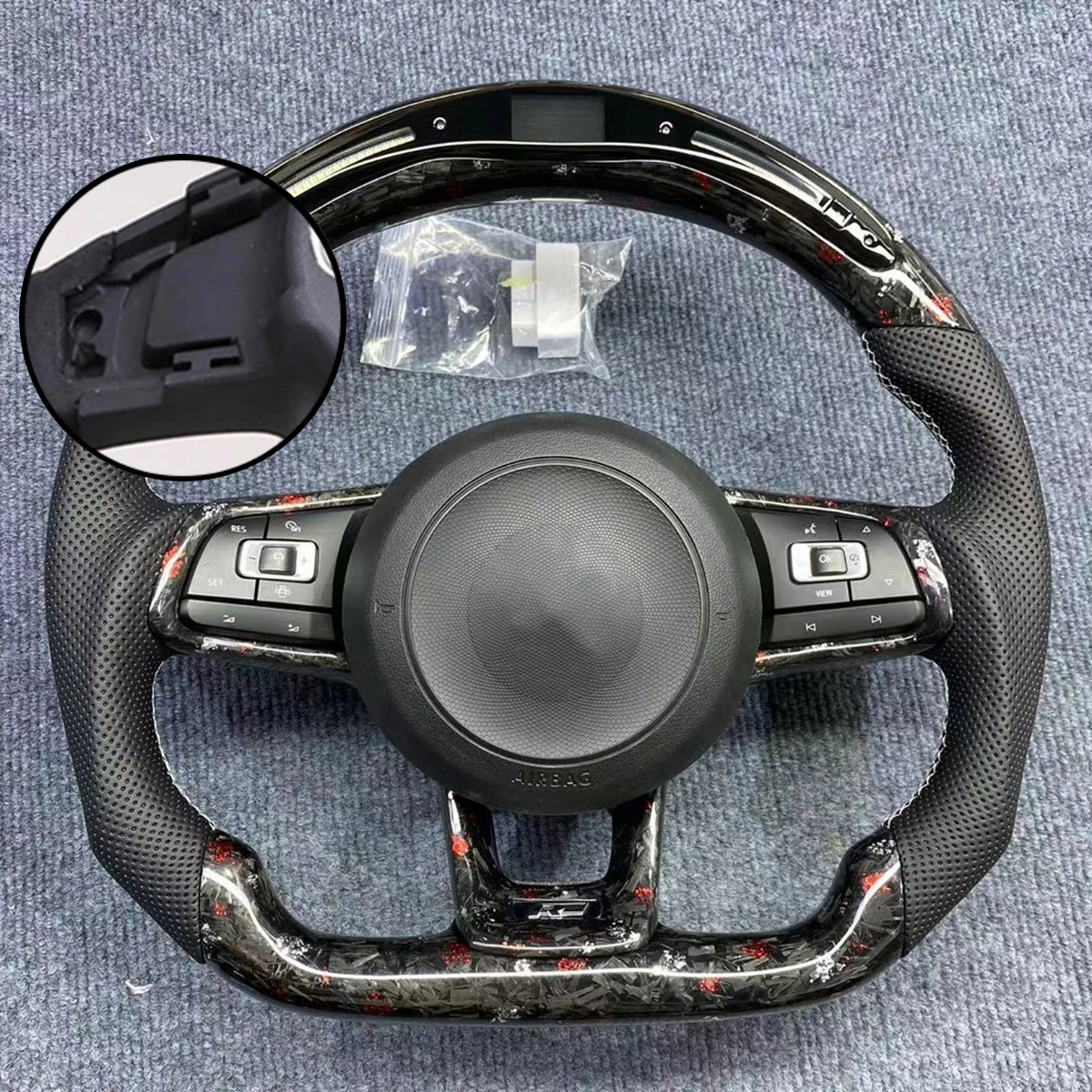 LED Forged Carbon Fiber Steering Wheel Assembly Fit For VW Golf 7 MK7 Passat Passat CC Jetta 2014~2020 Customized Wheel