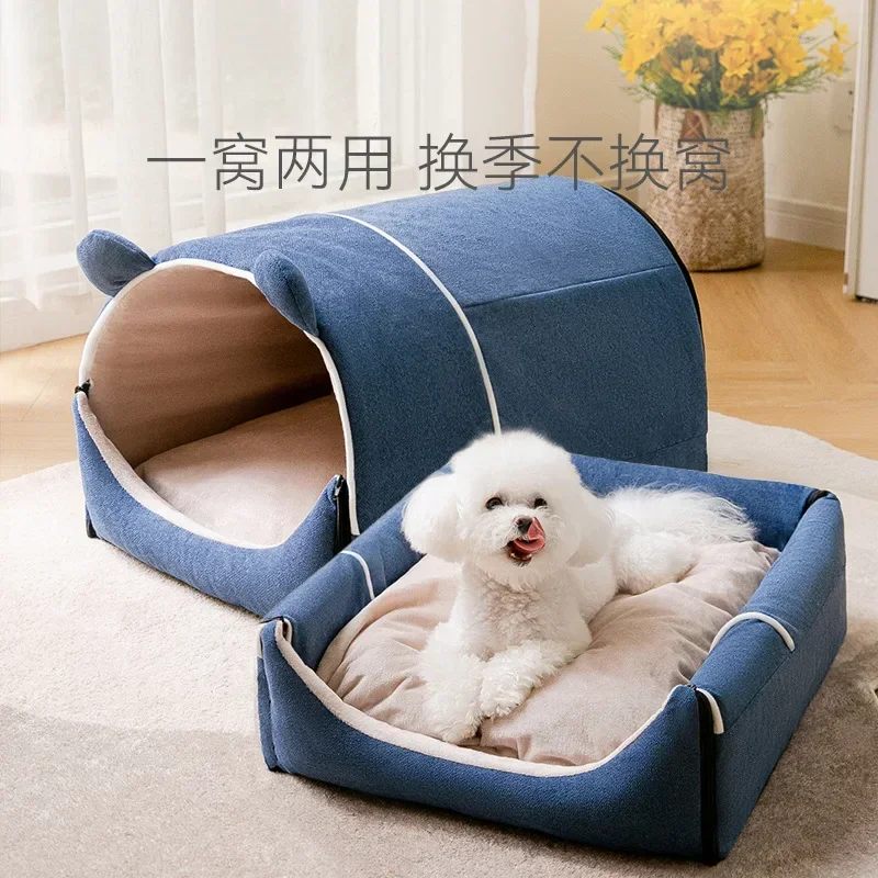 Dog Kennel Warm In Autumn and Winter Removable and Washable House Type Closed Indoor Large Space Cat Fighting Mat