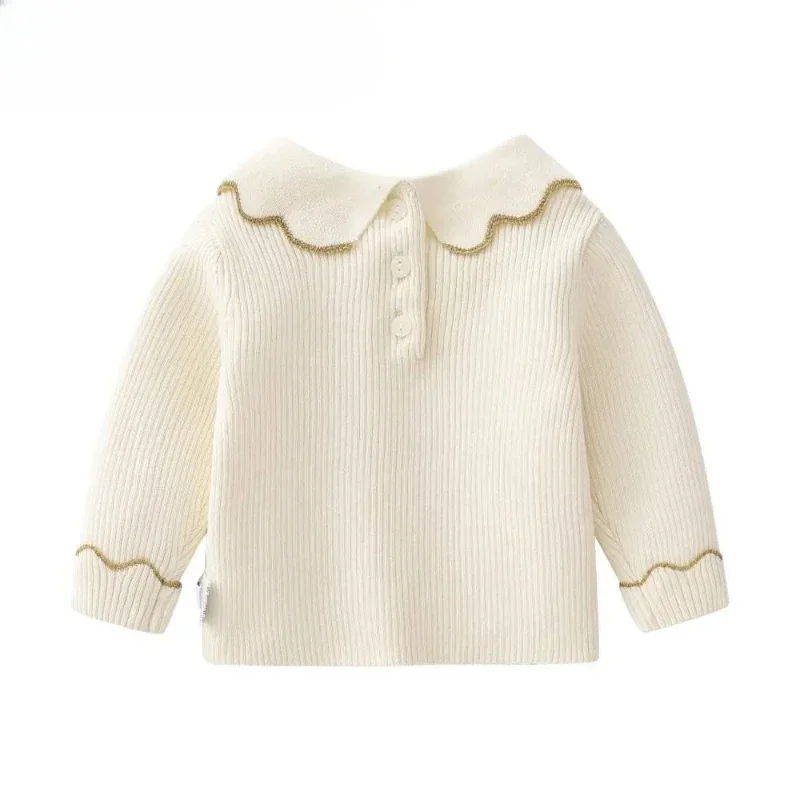 Newborn Baby Girls Knitted Sweatshirt Kids Sweater Top Clothing Classic Solid Color Long Sleeve Cotton Clothes for Autumn Winter