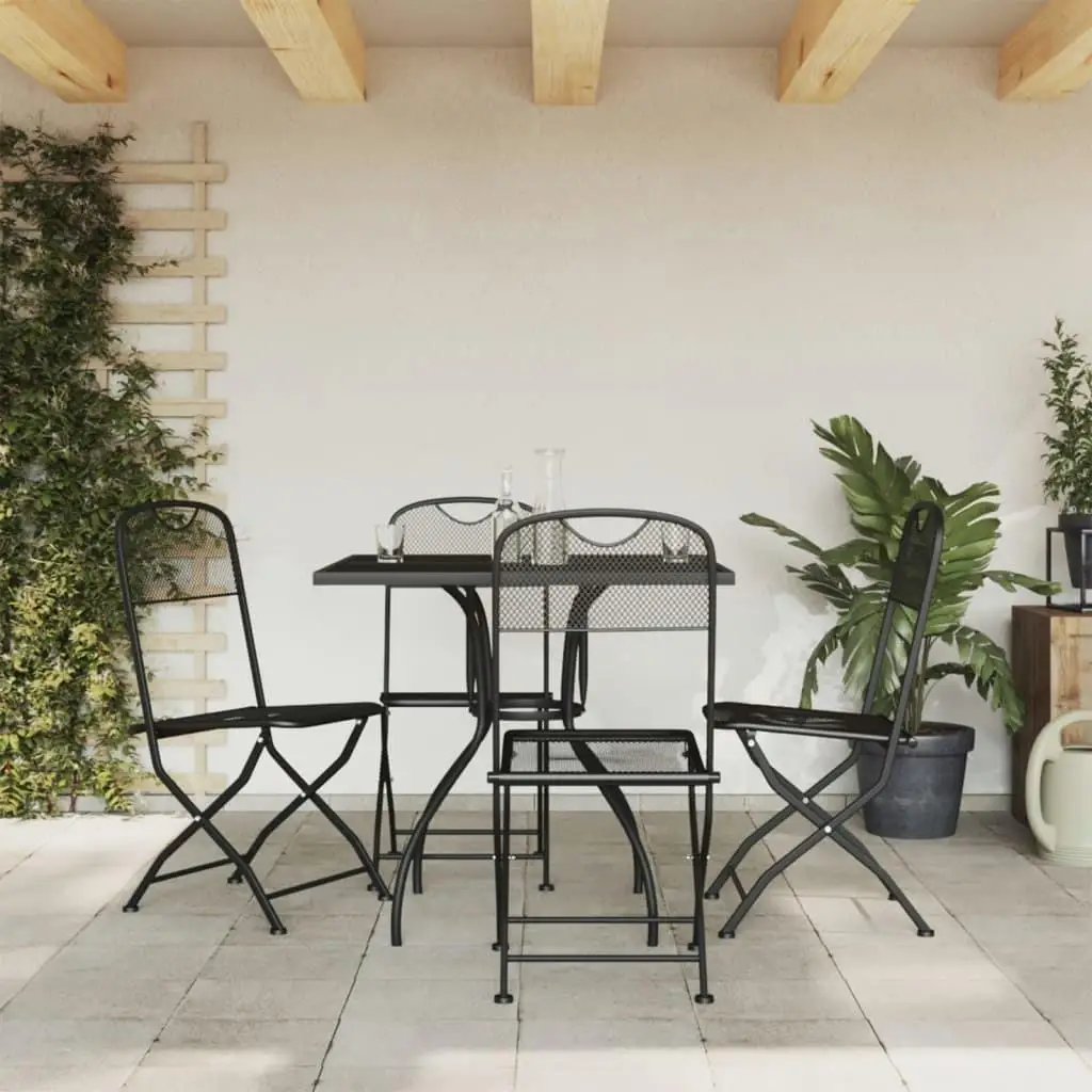 

Garden Dining Set 5 Piece Anthracite Metal Mesh Outdoor Furniture Patio Table Chairs