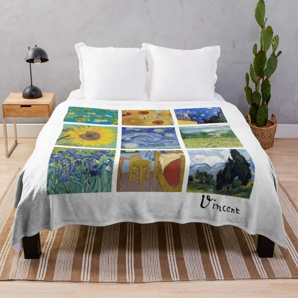 

Van Gogh Collage Art Gift Throw Blanket Soft Home Decor Blanket for Couch Bedroom