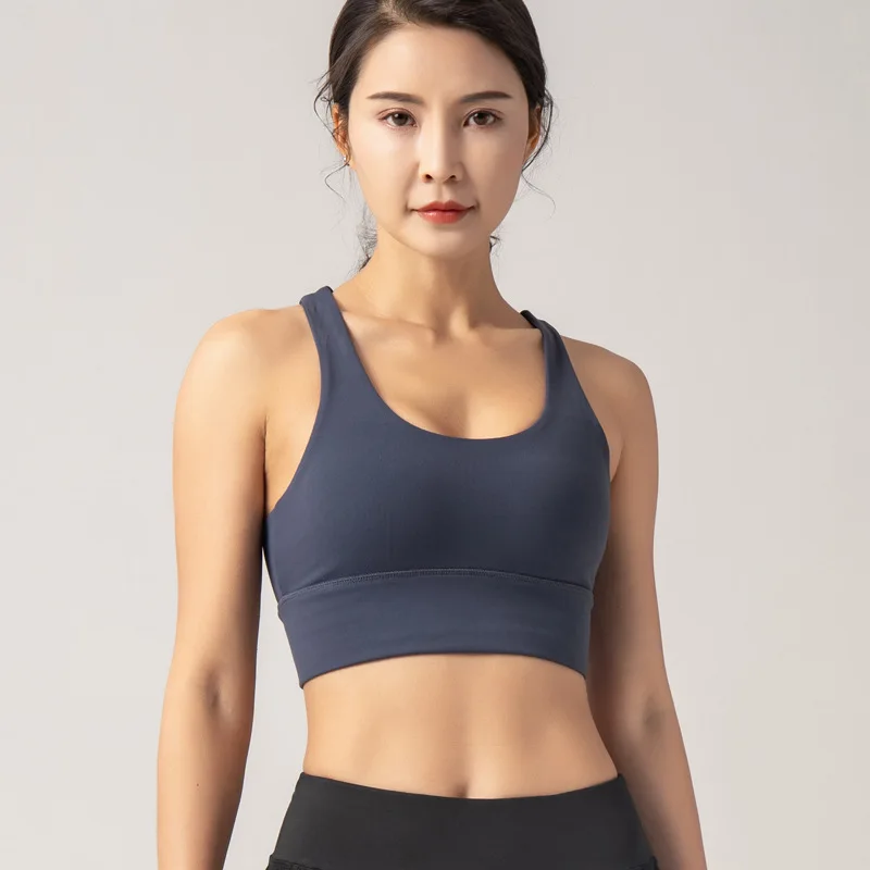 Energy Wide-Strap Longe Crisscross Strap Bra Fiess Gym Yoga Underwear Tight Crop Top Workout Sport Outfit Woman Clothing