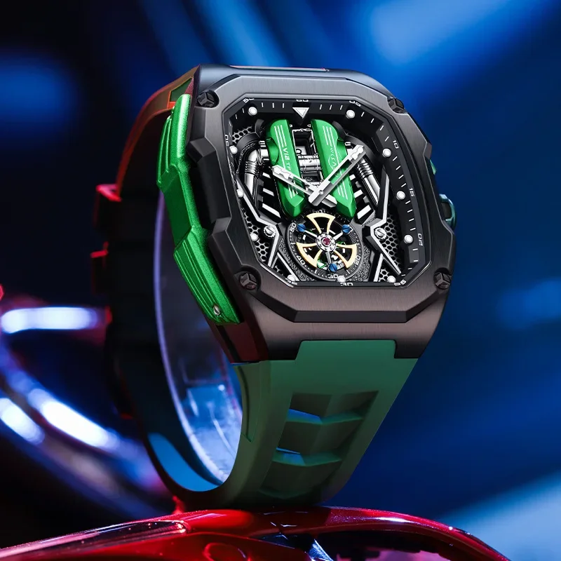 SVJ Luxury Men's Watch High-end Wine Barrel Type Three-dimensional Hollow Waterproof Luminous Watch Quartz Watch