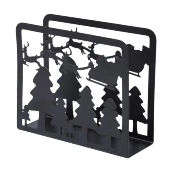 Christmas Napkin Holder Metal Tabletop Tissue Dispenser Rustic Farmhouse Style for Kitchen Counter Dining Party Storage