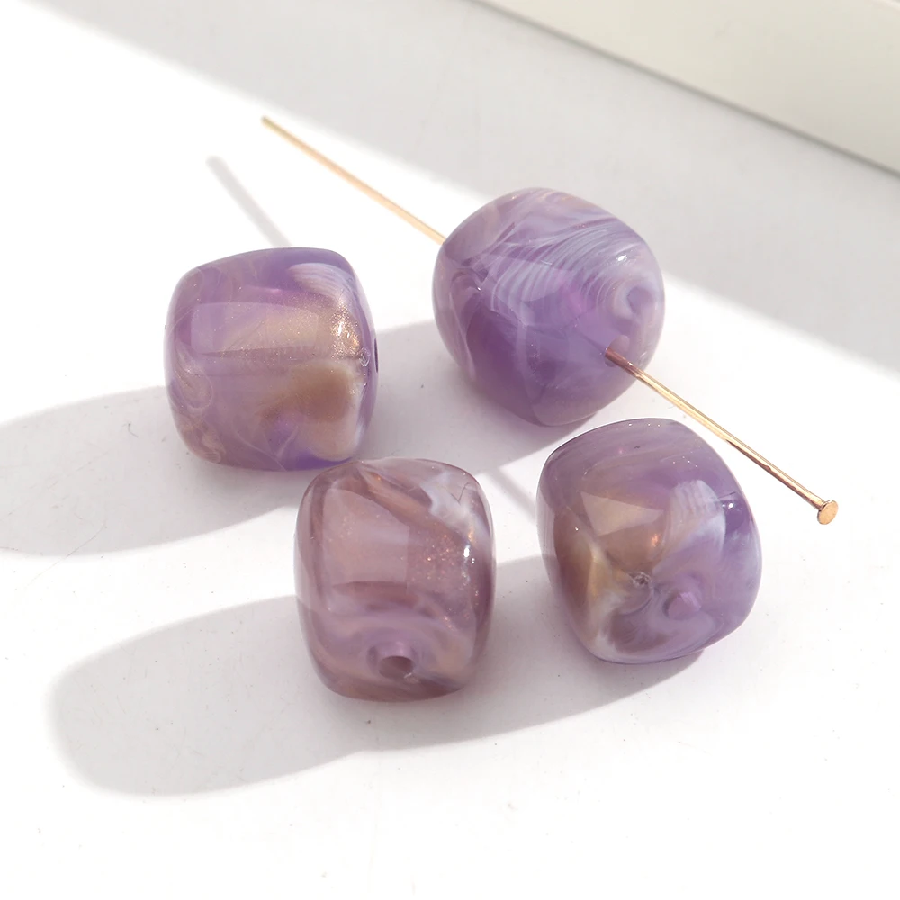 10 stks Marmer Kleur Acryl 16x17mm Vierkante Kubus Vorm Losse Spacer Kralen voor DIY Sieraden Armband Ketting Oorbellen Accessoires