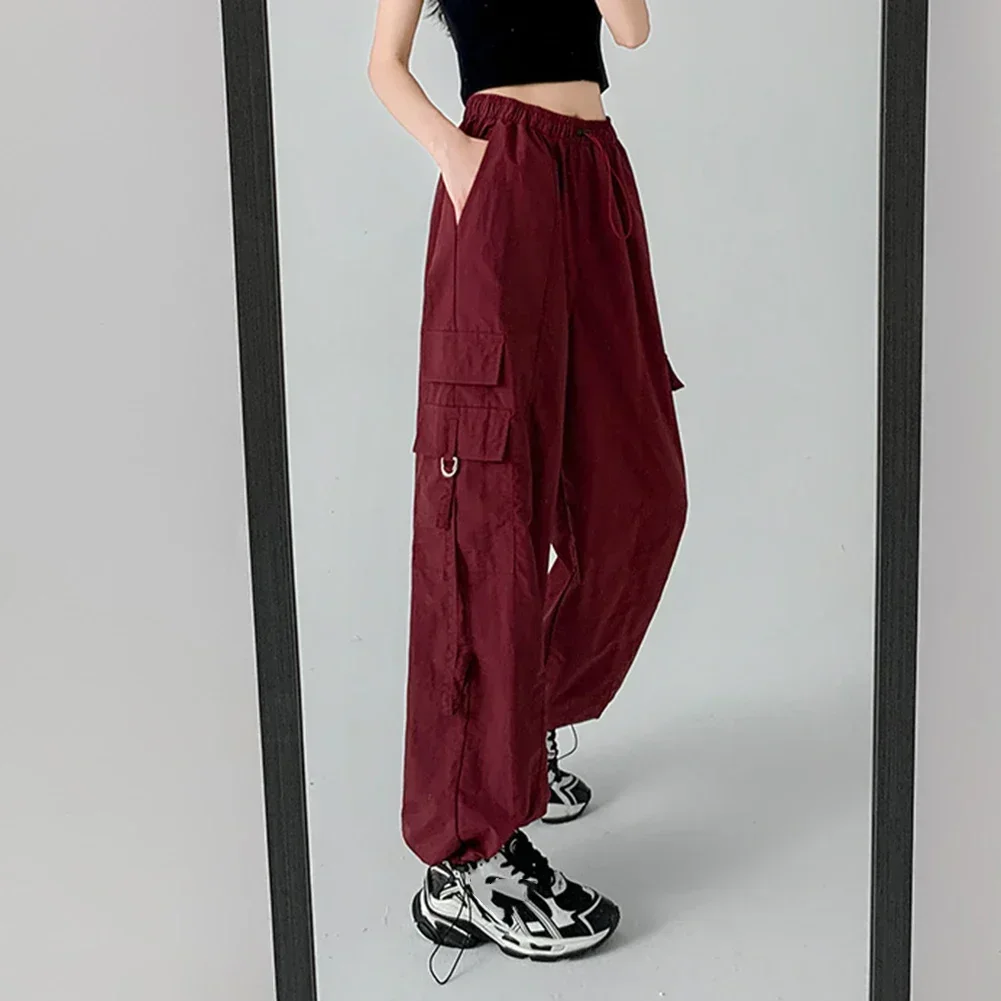 Pantaloni da donna glamour neri Pantaloni casual streetwear a gamba larga Pantaloni Nuovo di zecca Design alla moda Microelasticità