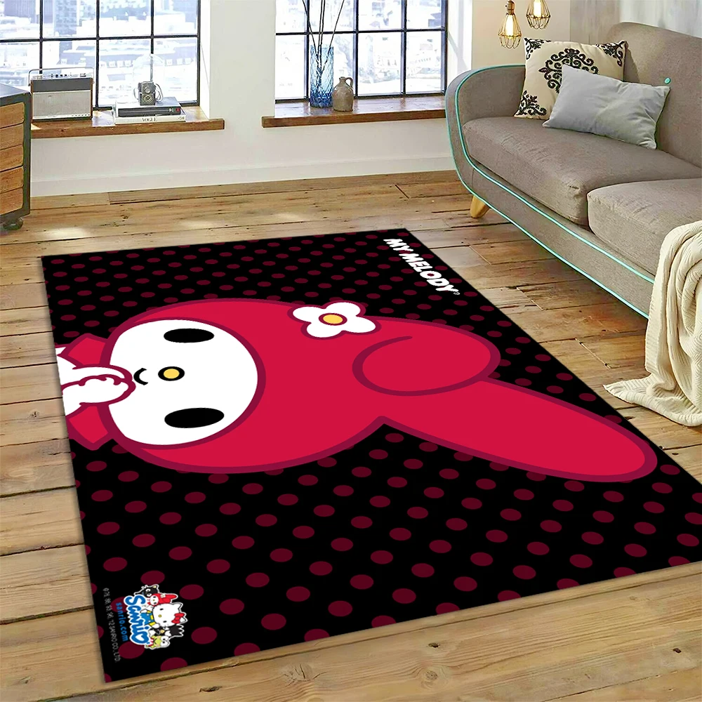 Sanrio Melody Kawaii Melo Cartoon Girl Carpet Rug for Bedroom Living Room Home Sofa Decoration,child Game Large Decor Floor Mat